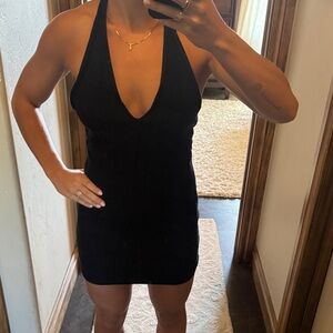 Lioness Black Backless Halter Dress